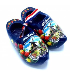 Souvenir woodenshoes 8cm Blue