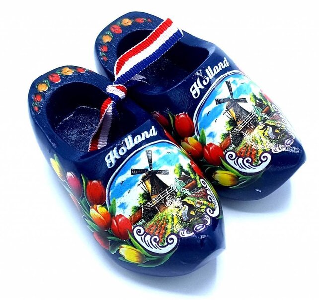 Souvenir klompenpaartje 8cm Blauw Souvenir klompenpaartje 8cm Blauw