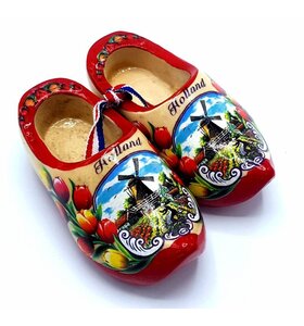 Souvenir klompenpaartje 8cm rode zool