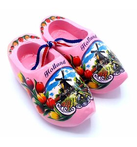 Souvenir woodenshoes 8cm pink