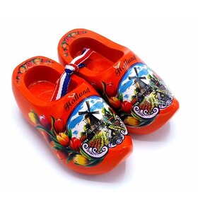 Souvenir klompenpaartje 8cm oranje