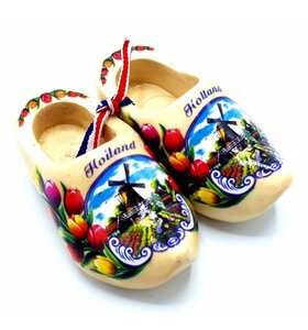 Souvenir klompenpaartje 8cm blank