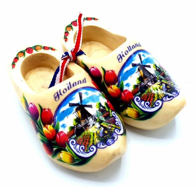 Souvenir klompenpaartje 8cm blank