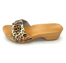 Wooden sandals leopard print - wooden slippers -