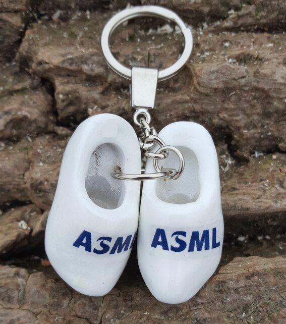 Keyhanger with two woodenshoes white with your logo