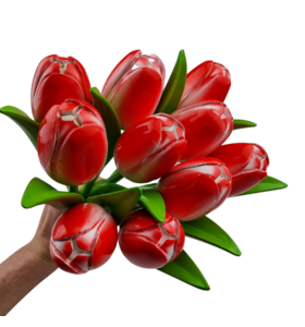 Boeket rode tulpen r/w (10,20 of 30stuks)