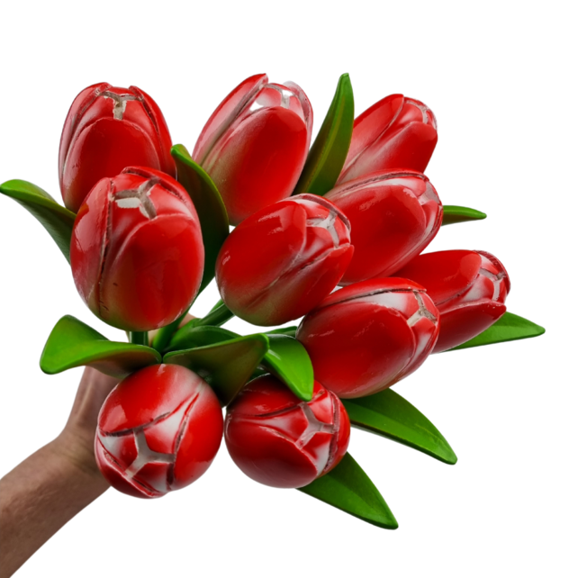 Bouquet of red tulips r/w (10,20 or 30 pieces)