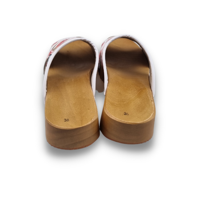 Houten sandalen met fleurige rode tulpen - Dina Sandals