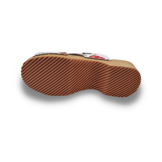 Wooden sandals with bright red tulips - Dina Sandals