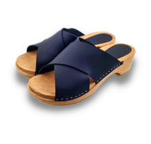 Houten sandalen met nubuck leer - mat zwart - Dina Sandals