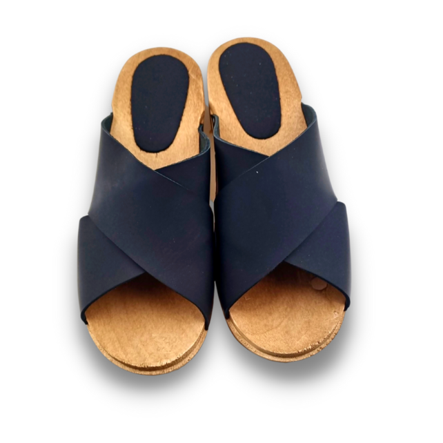 Houten sandalen met nubuck leer - mat zwart - Dina Sandals