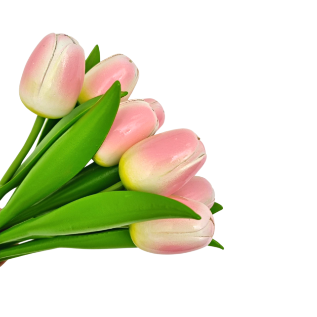 Boeket roze tulpen r/w (10,20 of 30stuks)