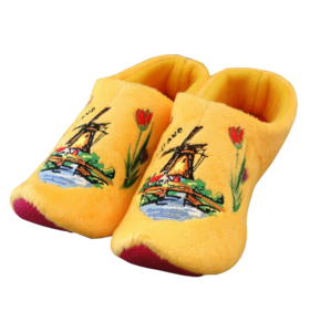 Holland slippers windmill and tulips yellow