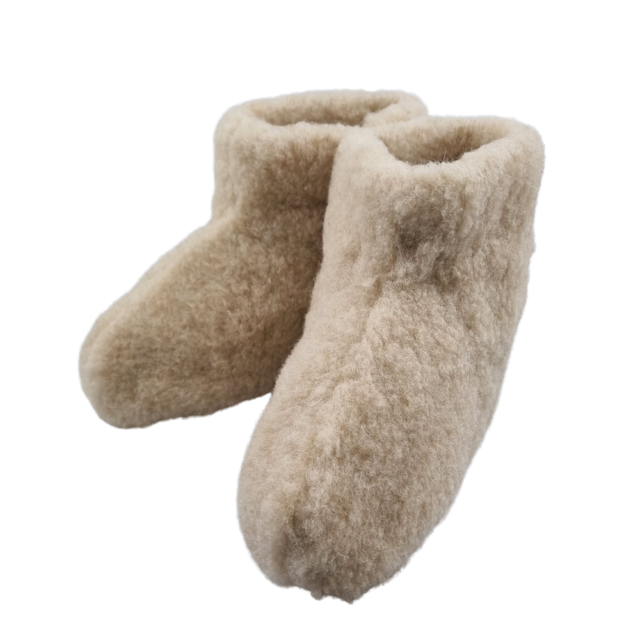 Wonderfully Soft Wool Slippers – High Model Beige