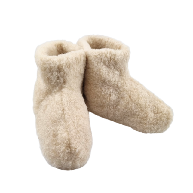 Wonderfully Soft Wool Slippers – High Model Beige