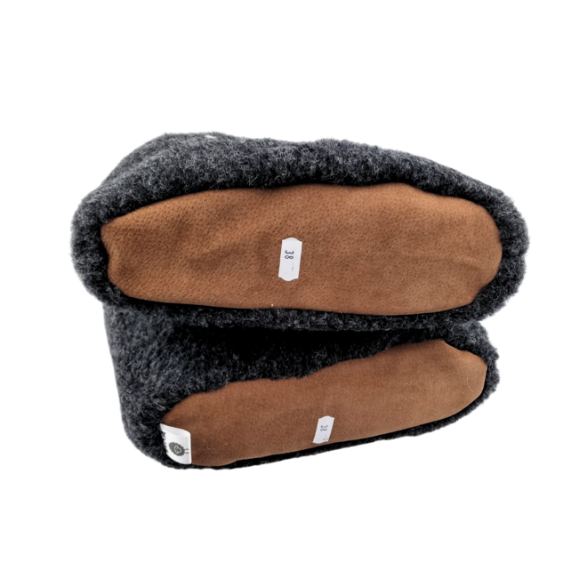 Wollen sloffen | hoog model | antraciet