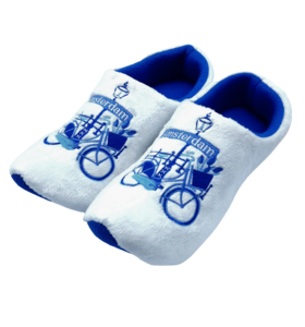 Klomppantoffels Delftsblauw met fiets