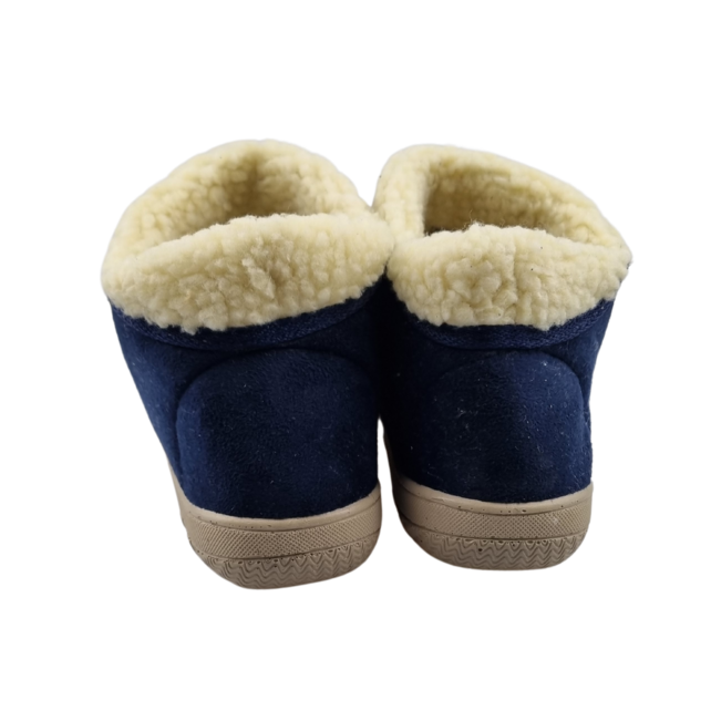 Halfhoge slof met harde zool - voering van wol - comfortabel voor binnen en buiten kleur Blauw Halfhoge slof met harde zool - voering van wol - comfortabel voor binnen en buiten kleur Blauw