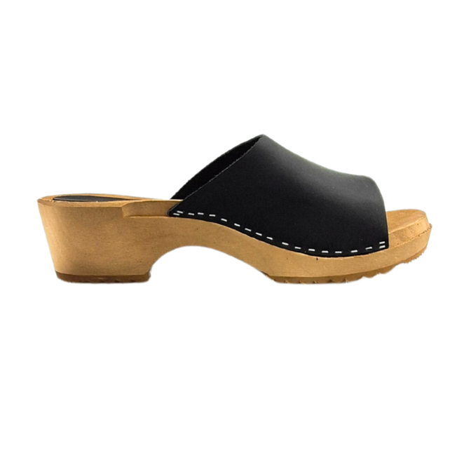 Houten sandalen met nubuck leer - mat zwart Houten sandalen met nubuck leer - mat zwart