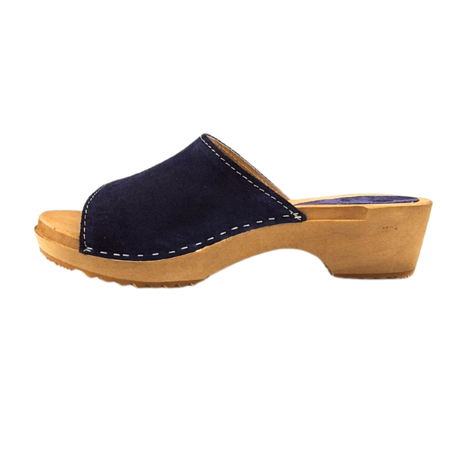 Houten sandalen met suede leer - suede navy blue Houten sandalen met suede leer - suede navy blue