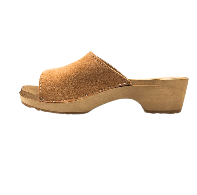 Houten sandalen met suede leer - beige Houten sandalen met suede leer - beige