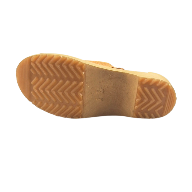 Wooden sandals with suede leather - beige color