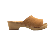 Houten sandalen met suede leer - beige