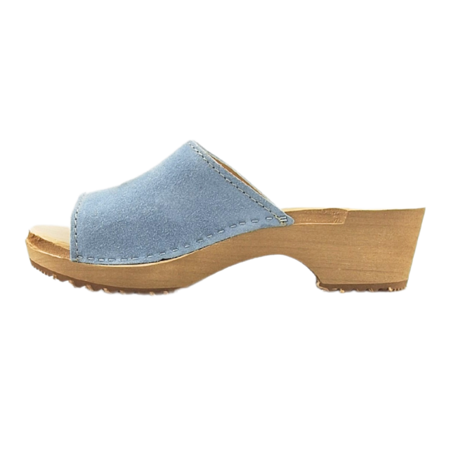 Houten sandalen met suede leer - mint blue Houten sandalen met suede leer - mint blue