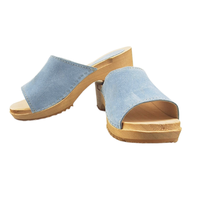 Houten sandalen met suede leer - mint blue Houten sandalen met suede leer - mint blue