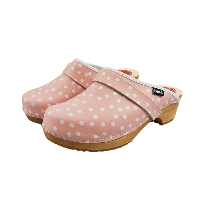 Zweedse klompen roze met stip