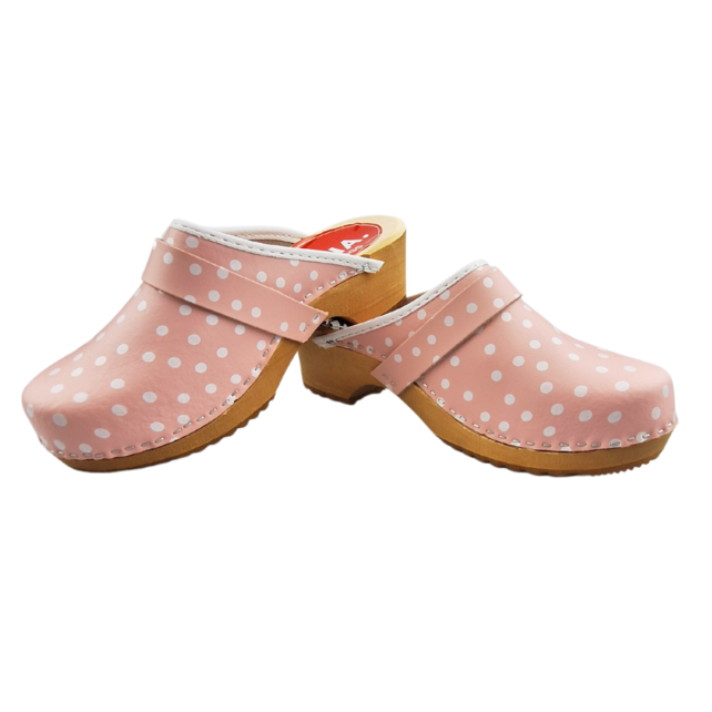 Swedish clogs pink dots
