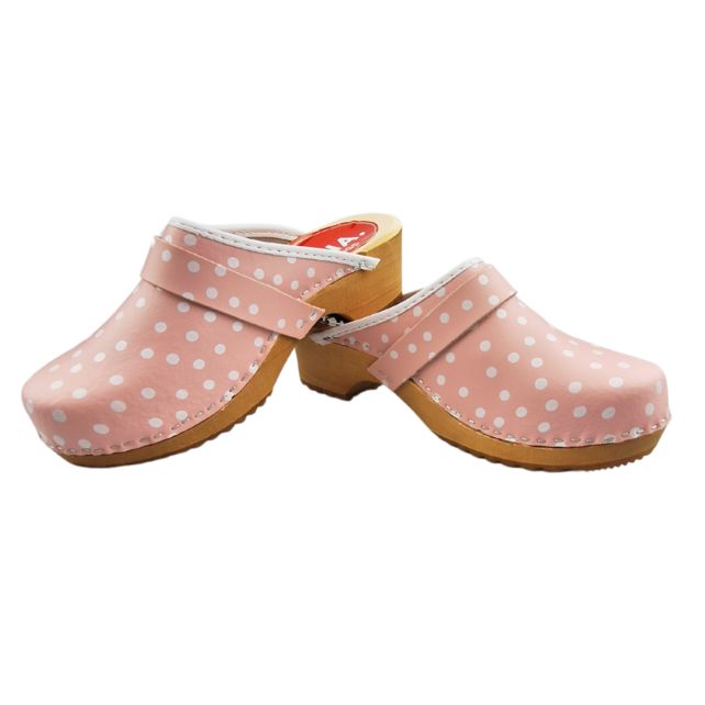 Zweedse klompen roze met stip