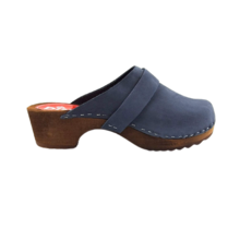 Dina clogs blauw met nubuck leer