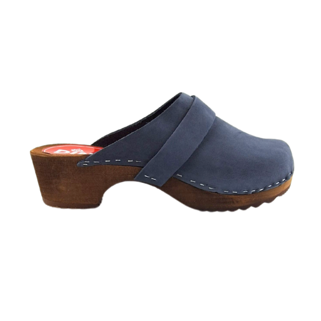 Dina clogs blauw met nubuck leer
