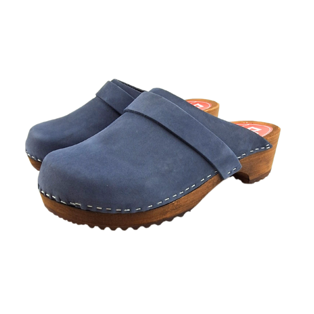 Dina clogs blauw met nubuck leer
