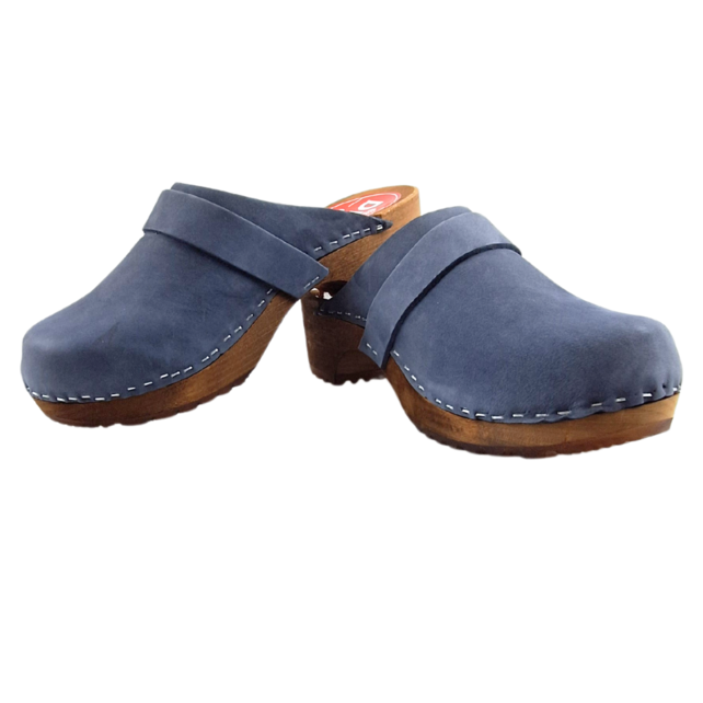 Dina clogs blue with nubuck leather