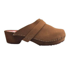 Dina clogs bruin met nubuck leer