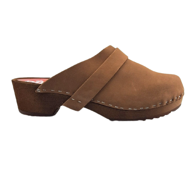 Dina clogs bruin met nubuck leer