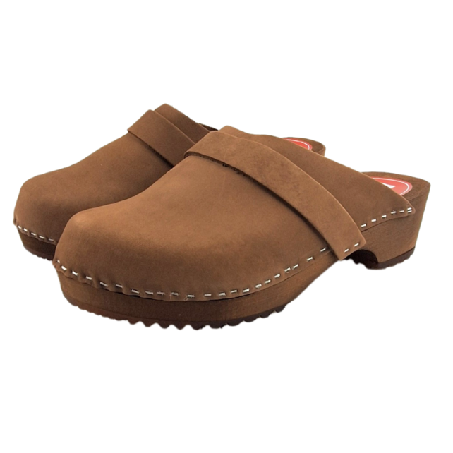 Dina clogs bruin met nubuck leer