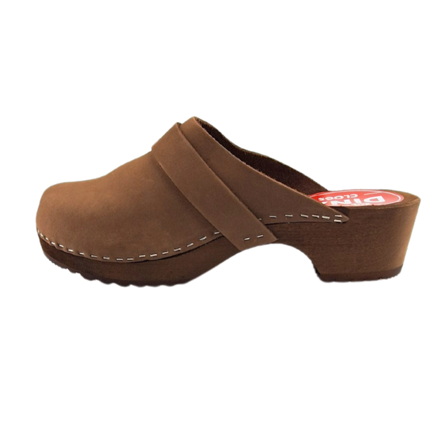 Dina clogs bruin met nubuck leer
