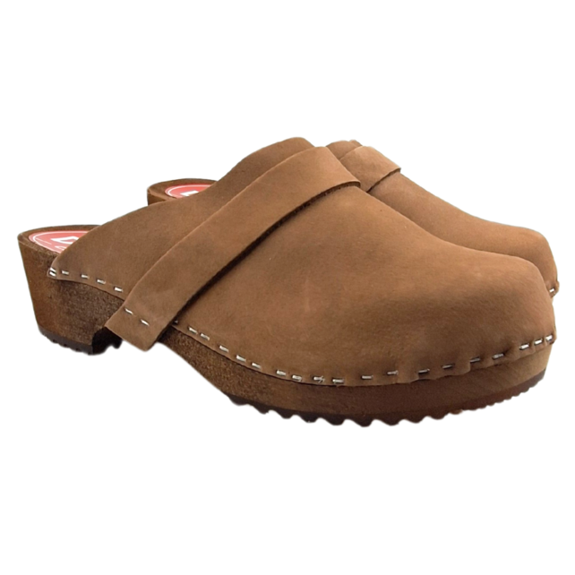 Dina clogs bruin met nubuck leer