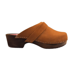 Dina clogs cognac met nubuck leer