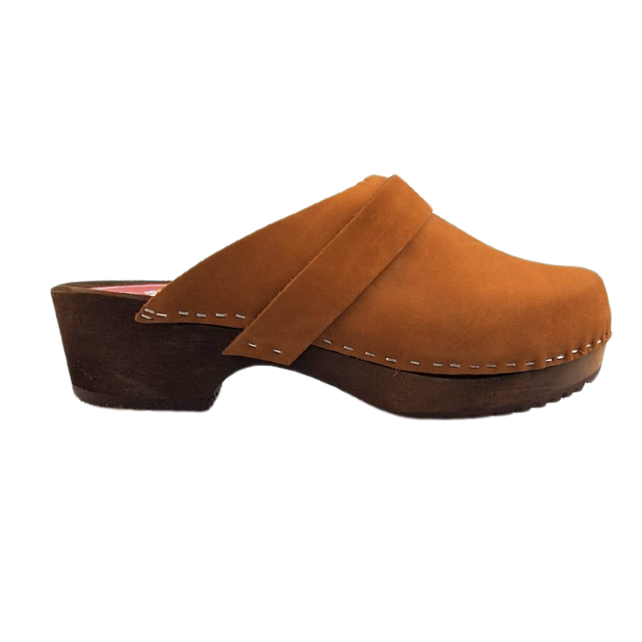 Dina clogs cognac with nubuck leather