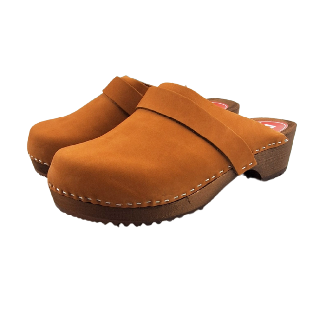 Dina clogs cognac with nubuck leather