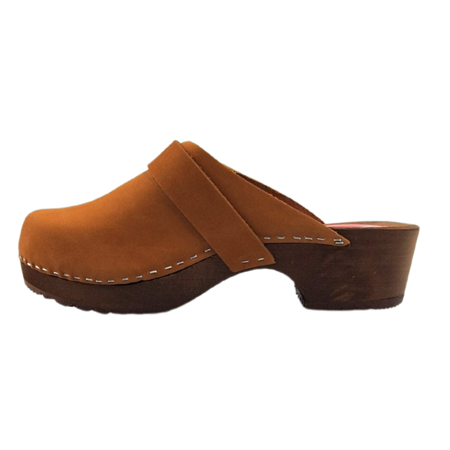 Dina clogs cognac met nubuck leer