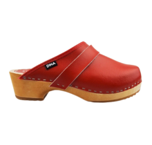 Swedish clogs red genuine leather