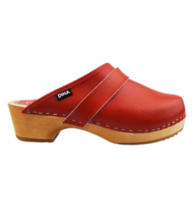 Swedish clogs red genuine leather