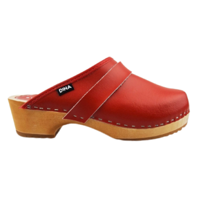 Swedish clogs red genuine leather