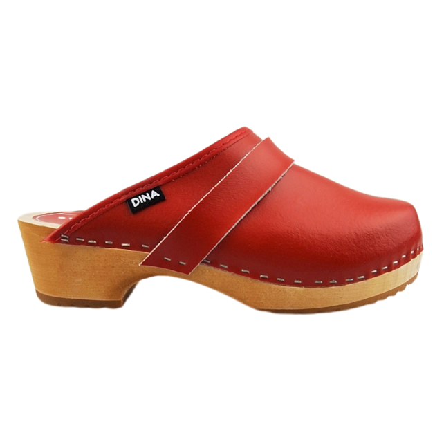 Swedish clogs red genuine leather