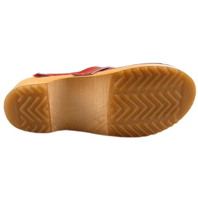 Swedish clogs red genuine leather